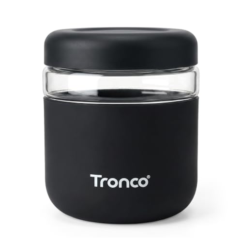 Tronco 32 oz Glass Food Storage & Lunch Bowl Containers with Airtight Lids | Leak & Spill Proof Meal Prep Container with Silicone Sleeve, Microwave & Dishwasher Safe, Soup & Stew, Office Lunch,BPA-Free - color: Black, size: 32 OZ