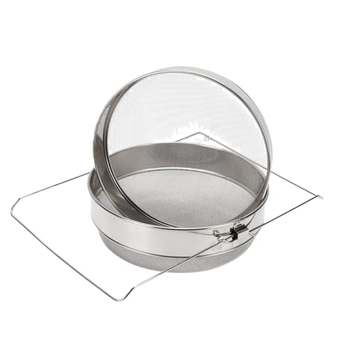 Cryfokt Honey Strainer, Stainless Steel Double Sieve Honey Filter with Expandable Mesh Screen for 5 Gallon Bucket Beekeeping Equipment