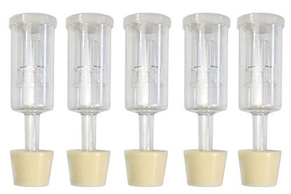 (5 Pack) Three-Piece Airlock and Drilled #6 Stopper Fermentation Beer Making Wine Making Kombucha Fits Gallon Jugs (5)