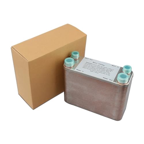 60 Plate Wort Chiller,Stainless Steel 304 Garden Hose Thread Plate,Homebrewing Plate Heat Exchanger,3/4 NPT Port