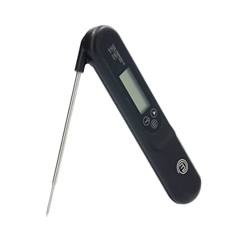 MasterChef Meat Thermometer Digital, Temperature Probe for Food (Steak, Chicken) & Liquids (Coffee, Tea, Milk), Portable BBQ Grill Gadget, Instant Read LED Display (°F & °C), Foldable, Black