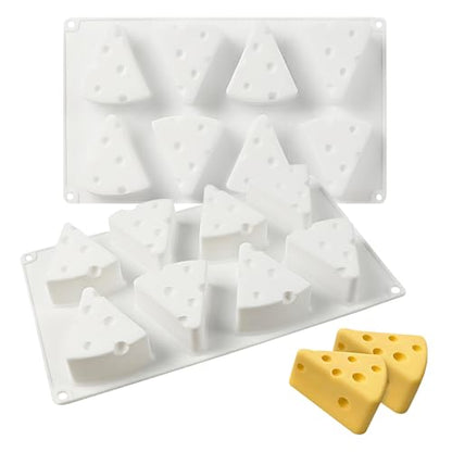 3D Cheese Silicone Baking Molds for Mousse Cake, 8-Cavity Chocolate Pan for French Dessert Pudding Ice Cream Candle - color: White-R0007
