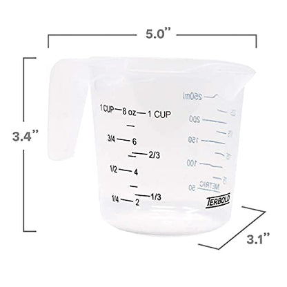 3pc Liquid Measuring Cups Set - 1 Cup, 2 Cup, 1 Quart | Clear Plastic Measure Cups with Long Handles