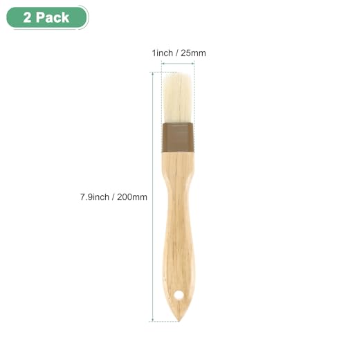 M METERXITY 2-Pack Pastry Brush, Wooden Handle Natural Bristle Basting BBQ Oil Brush for Cooking/Barbecue/Kitchen [1"] - size: 1"