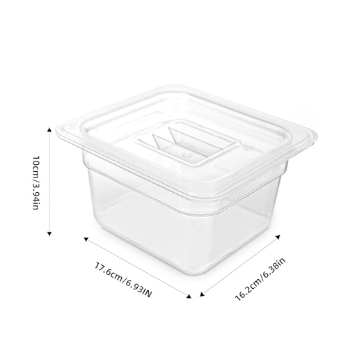6 Pack 1/6 Size Food Pan with Lids,Stackable Freezer-Safe Meal Prep Containers for homes schools restaurants hotels -40°F to 212°F (1/6 size 4 inch deep, 1.53L/1.62QT) - size: 1/6 size 4 inch deep