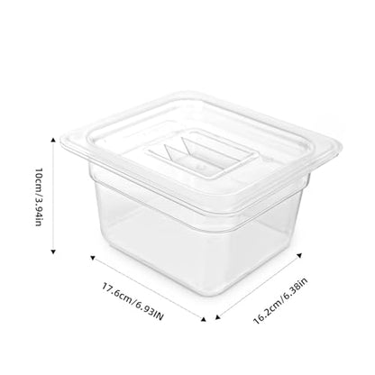 6 Pack 1/6 Size Food Pan with Lids,Stackable Freezer-Safe Meal Prep Containers for homes schools restaurants hotels -40°F to 212°F (1/6 size 4 inch deep, 1.53L/1.62QT) - size: 1/6 size 4 inch deep