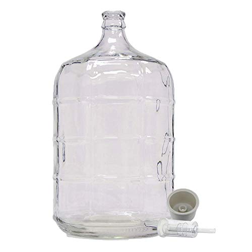 Home Brew Ohio 5 Gallon Glass Carboy with Drilled Bung and Three-Piece Airlock
