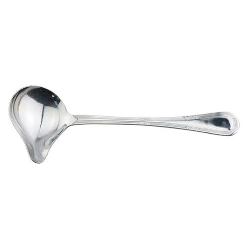 TAODAN Length 7.87 Inch Stainless Steel Gravy Ladle with Pouring Spout Hot Pot Cooking Spoon Home Kitchen Oil Spoon for Scooping Up Gravy and Sauces