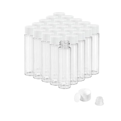 20ml Clear Glass Vials with Screw Caps and Plastic Stoppers, Small Liquid Sample Vial, Leak-Proof Vial, 25PCS(White Cap) - color: CLEAR, size: 20ml