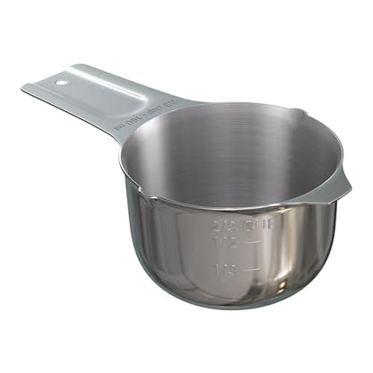 Color Up ⅔ Cup Measuring Cup (160 ml) – Premium Chrome Stainless Steel, Accurate for Wet & Dry Ingredients, Embossed Markings, Easy-Pour Spouts, Dishwasher-Safe, Kitchen Essential - size: 2/3 Cup (160 ml) Chrome