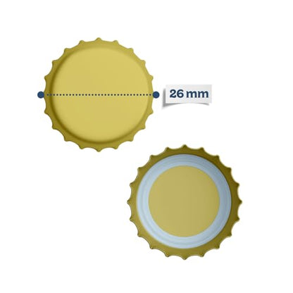 Fermentaholics Gold Beer Bottle Caps - 144 Count Oxygen Absorbing Bottle Lids – 26mm Crown Caps for Homebrewing Beer, Cider, Soda, DIY Crafts and more – Fits Standard American Pry-Off Bottles