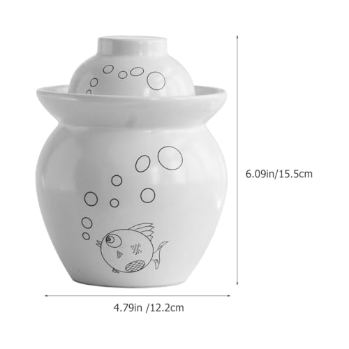 BESPORTBLE Ceramic Kimchi Container 1.5lb Pickle Jar Airtight Sealing Fermenting Crock for Pickled Vegetables and Sauerkraut Storage