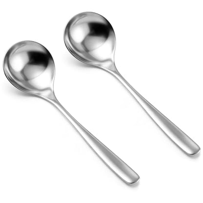 2Pcs Stainless Steel Small Ladles, 8 Inch Gravy Ladle Soup Spoons | Silver Mini Soup Ladle, Kitchen Utensil Cooking Serving Spoon for Cooking Buffet, Party, Kitchen