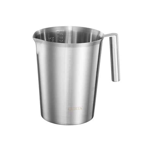 CURTA 18/8 Stainless Steel Measuring Cup with Round Handle and Pour Lip 64 OZ (8 Cup, 2000 ML) - color: Round Handle, size: 64 OZ (8 Cup, 2000 ML)