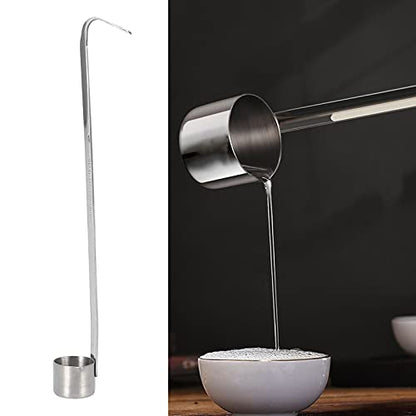 Tiiyee Stainless Steel Wine Ladle, Spoon Dipper Sauce Ladle Long Handle | Beer Pouring Measure Flat Bottom with Hook Long Handle Kitchen Oil Measuring For Pouring Oil Wine Vinegar And Soy Sauce - size: 125ML