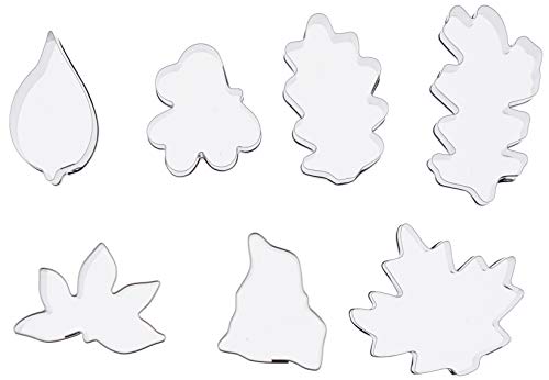 Ateco 7 pc Stainless Steel Leaf Cutter Set - size: Plain Edge, style: #4852 Leaves, 6 pcs