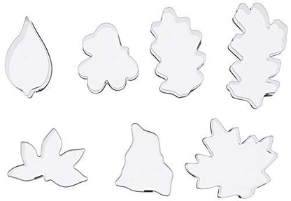 Ateco 7 pc Stainless Steel Leaf Cutter Set - size: Plain Edge, style: #4852 Leaves, 6 pcs