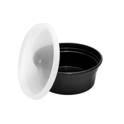 Karat [8oz - 240 ct Black PP Injection Molded Round Deli Containers with Lids (FP-IMDC8-PPB) - color: Black, size: 8oz