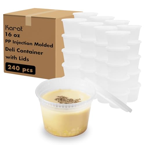 Karat [16oz - 240 ct] Clear PP Injection Molded Round Deli Containers with Lids (FP-IMDC16-PP) - color: Clear, size: 16oz