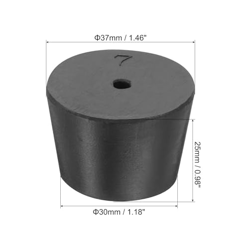 MECCANIXITY Rubber Tapered Plug 30mm to 37mm Solid Test Tubes Bungs Stopper with Hole Black for Lab Home 16 Pieces - size: 30mm-37mm