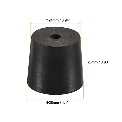 MECCANIXITY Rubber Tapered Plug 24mm to 28mm with Hole Test Tubes Bungs Stopper Black for Lab Home 5 Pieces - size: 24mm - 28mm