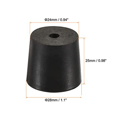 MECCANIXITY Rubber Tapered Plug 24mm to 28mm with Hole Test Tubes Bungs Stopper Black for Lab Home 5 Pieces - size: 24mm - 28mm