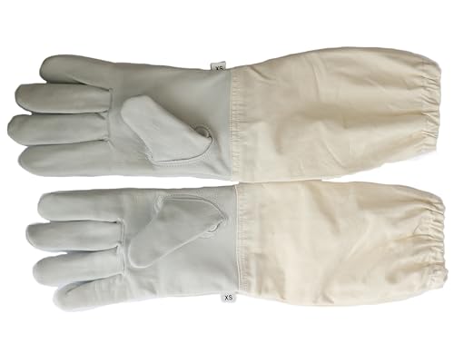 Goatskin Leather Beekeeper's Glove with Long Canvas Sleeve & Elastic Cuff. Size - XXS - size: 2X-Small (Pack of 1)