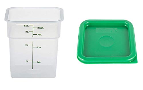 Cambro 4SFSPP190 4 Qt. Translucent Container with SFC2452 Kelly Green Lid, 4Quart
