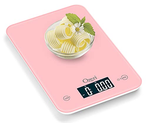 Ozeri Touch Professional Digital Kitchen Scale (12 lbs Edition) in Tempered Glass - color: Crystal Rose