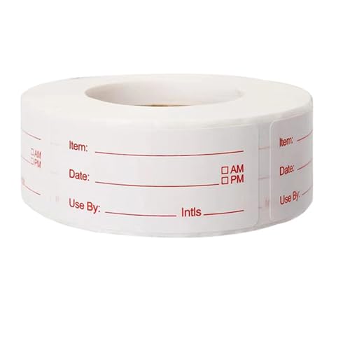 500 Pieces Dissolvable Food Labels,1 x 2inch Food Date Stickers Labels Freezer Labels for Food Containers, Easy to Write On(red)
