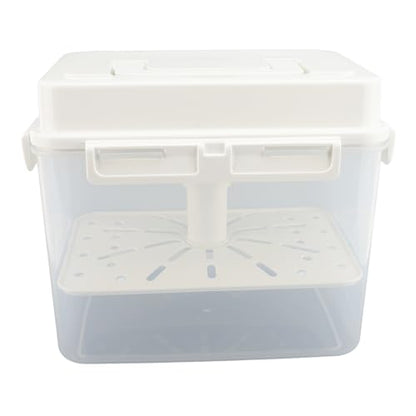 Focket Sauerkraut Container, 5L Wide Mouth Rectangular with Elastic Platen for Airtight Sealing Kimchi Container Four Side Locks Fermentation Crock Vacuum Lid for Pickle Fermentation