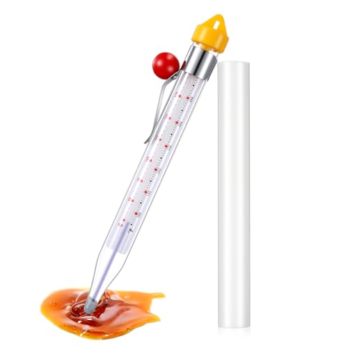Photect Candy Thermometer with Pot Clip 8" Deep Fry Oil Thermometer for Candy Making Instant Read Cooking Food Thermograph Sugar Syrup Jam Jelly Oil Temperature Kitchen Accessories(Yellow,1 Pcs) - color: Yellow