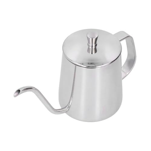 Stainless Steel Gooseneck Pour Over Kettle PTFE Coated Inner Wall Precision Flow Control for Coffee Brewing with Thermometer Hole(350ml)