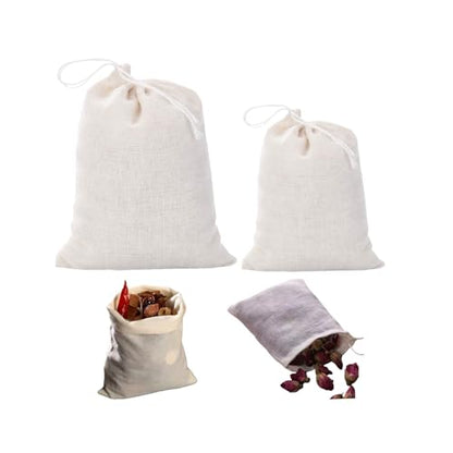 50-Pack Natural Unbleached Cotton Muslin Drawstring Bags,Reusable Tea Bags for Loose Leaf Tea/Spice Bags for Cooking Soup/Herb/Cooking -Small Cotton Cheese Cloth Bag for Straining (3x4"+4x6") - size: 3x4"+4x6"