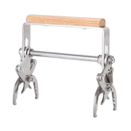 Bee Frame Lifter, Durable Stainless Steel Frame Gripper for Inspection Beekeeping Ergonomic Beech Wood Handle Secure Grip Portable 14 x 12 cm 1 Pack