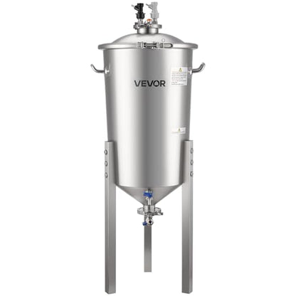 VEVOR Pressure Fermenter 15 PSI, 8 Gal/30L All-in-One Stainless Steel Conical Secondary Fermentation Bucket, for Wine, Beer Brewing Equipment - size: 8 Gal-Fermenter2.0