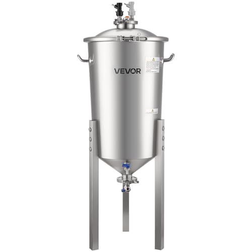 VEVOR Pressure Fermenter 15 PSI, 8 Gal/30L All-in-One Stainless Steel Conical Secondary Fermentation Bucket, for Wine, Beer Brewing Equipment - size: 8 Gal-Fermenter2.0