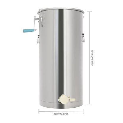 Manual 2-Frame Honey Rack Extractor, Food Grade Stainless Steel, Beekeeping Spinner with Sealed Lid & Smooth Dual-Bearing Handle, Honeycomb Drum Spinner, 49.6 lbs Capacity