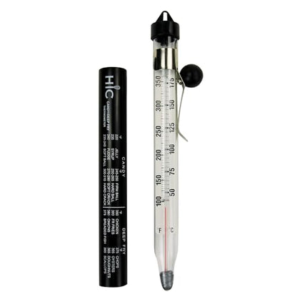 HIC Kitchen Roasting Deep Fry Candy Jelly Thermometer, Easy-Read Glass Tube with Protective Sheath and Temperature Guide - size: 8.5-Inches, style: Deep Fry, Glass, 8.5 Inches