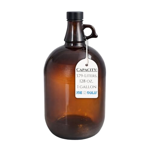 1 Gallon (128oz) Amber Glass Jug With 38mm Cap - FBA