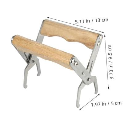 Beaupretty 3pcs Beehive Frame Holder with Wooden Handle and Stainless Steel Construction, Versatile Beekeeping Frame Lifter Tool for Honey Harvesting and Easy Operation, for Beekeepers