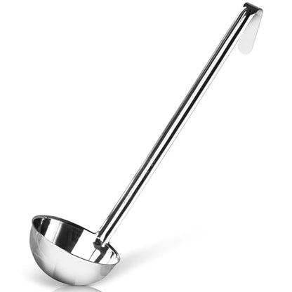 Stainless Steel Soup Ladle, 4 oz Metal Serving Spoon, Heat Resistant | Whysko Metal Ladles for Cooking and Serving Soups & Sauces, Commercial Grade for Restaurants & Catering, Dishwasher Safe - size: 8 Ounce