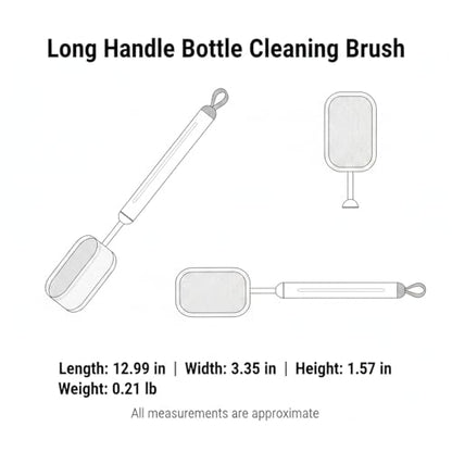 Long Handle Bottle Cleaning Brush with Soft Sponge Head for Deep Cups, Narrow Neck Bottles & Vases - 13 Inch - color: Gray