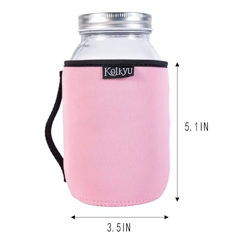 32oz Mason Jars Sleeves Neoprene 32oz Regular and Wide Mouth Mason Jar Sleeves Holder with Handle (4 colors) - color: 4 colors