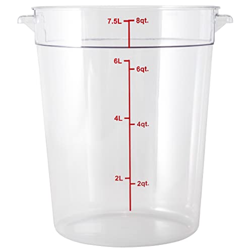 Restaurantware Met Lux 8 Quart Food Storage Containers 10 Round Commercial Storage Containers - Lids Sold Separately With Volume Markers Clear Plastic Food Prep Buckets Space-Saving Storage - size: 8 qt, style: 10 Count
