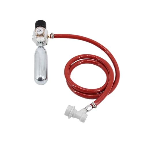 Adjustable CO2 Regulator with Ball Lock Single Knob and 1.2M Air Line for Kegging - Compatible with 5/8" Cartridge, 0-30psi