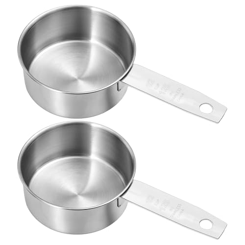 1/2 Cup Stainless Steel Measuring Cup, 2 Pcs (125 ml, 125 cc, 4 oz) Dog Food Scoop 1/2 Cup Scoop Half Metal Measuring Scoops for Feeding Pet, Wet and Dry Ingredients, Kitchen Cooking, Dishwasher Safe - size: 1/2 Cup
