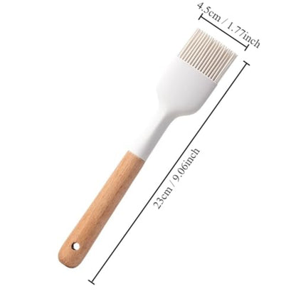2Pcs Silicone Oil Brush with Wooden Handle,Durable Basting Brush Pastry Brush,Easy to Clean,White Food Brushes for Cooking Baking Grilling