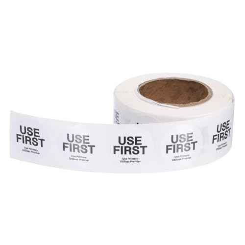PATIKIL 500 Pcs USE First Stickers, 1 inch Round Use First Stickers Food Service Circle Inventory Control Adhesive Labels for Food Service Kitchen Restaurants Retail Storage Date, White - color: White, size: 1 Inch