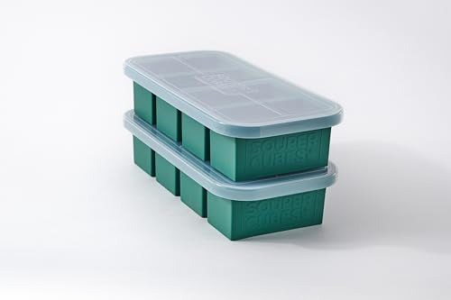 Souper Cubes 1 Cup Silicone Freezer Molds with Lids, Kale, 2-Pack | 100% Platinum-Cured Silicone Freezer Cubes, Oven and Microwave Safe, Perfect for Freezing Soup, Protein, Grains and More - color: Kale, size: 2-Pack